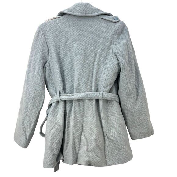 Sanyo Light Blue Double Breasted Wool and Cashmere Blend Pea Coat Women's Size 4 - Picture 2 of 13